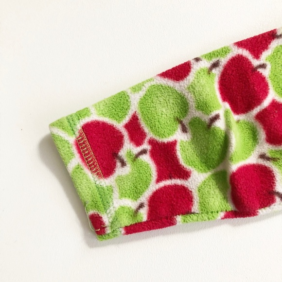 Leveret Apples Fleece 2 Pc Pajamas PJ Set Big Girls Fits Size 8 Green Red - Picture 5 of 7